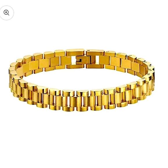 Gold Link Watch Band Bracelet Chain Link Unisex - Picture 4 of 11